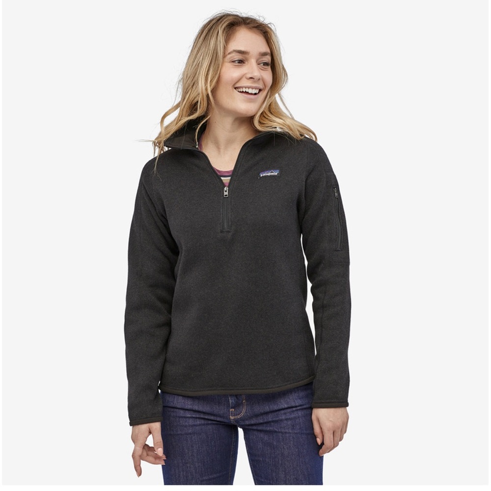 Womens Black Patagonia Better Sweater 1/4 Zip Fleece Jacket